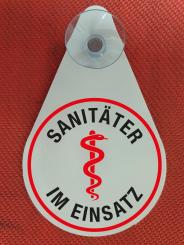 Autoplakette Sanitäter Schwarz- Sanitäter - Im Einsatz